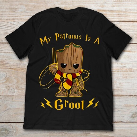 Funny My Patronus Is A Groot Marvel Parody Graphic Humor Statement Fan Shirt 159 - Picture 1 of 5